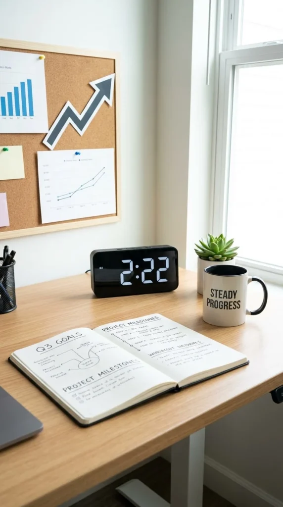 222 angel number meaning shown through a glowing digital clock and peaceful reflective scenes