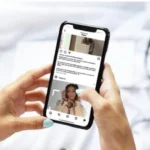 Caption for Instagram displayed beside a smartphone showing an Instagram post
